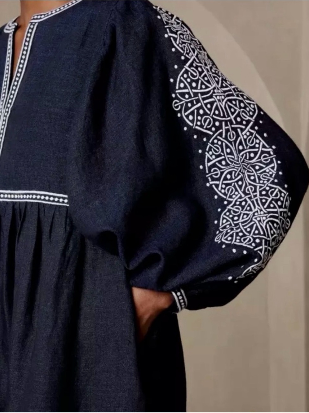 Banana Republic Yara Embroidered Linen Mini Dress